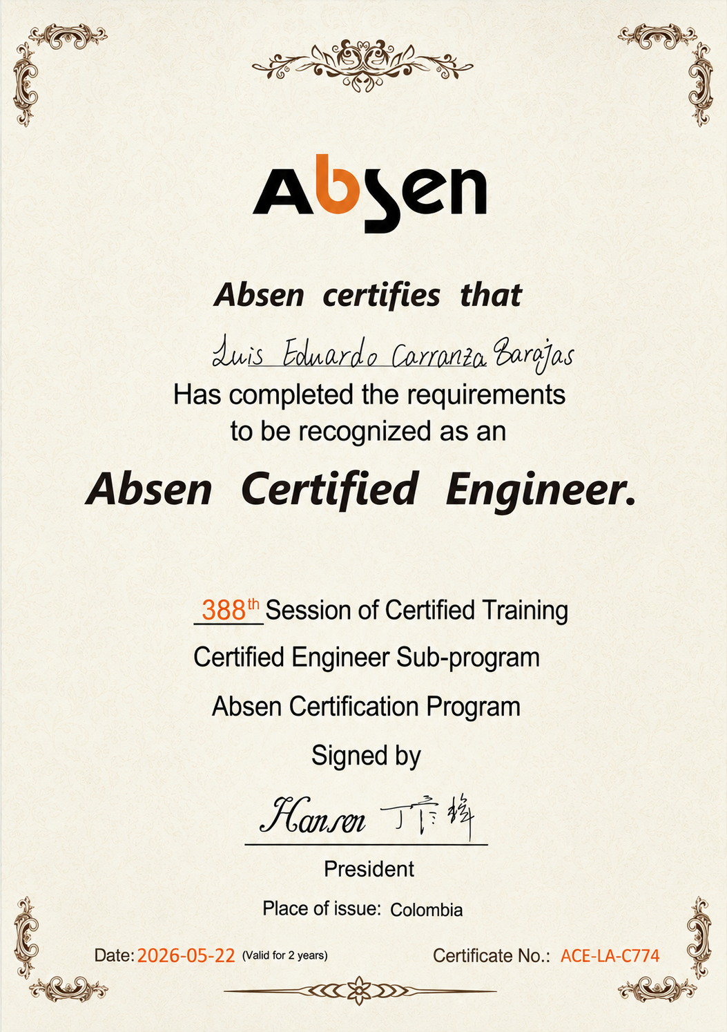 Absen Certified Engineer